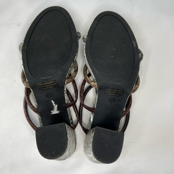 C Comfort Brown Gray Vegan Leather Snake Print Slip On Block Heels Women's 10 - Picture 5 of 5